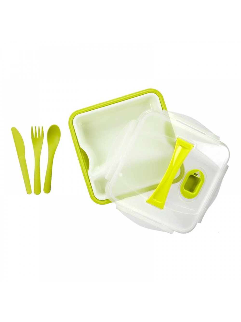 Lunch box με αφαιρούμενο πιάτο με 3 διαμερίσματα 10x19,2x18,7 εκ και μαχαιροπίρουνα, πλαστικό 