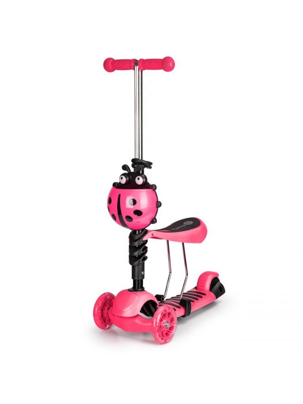 Ecotoys παιδικό σκούτερ ή ποδήλατο ισορροπίας 3 τροχών με ρυθμιζόμενο τιμόνι και αφαιρούμενο κάθισμα και led σε ροζ χρώμα