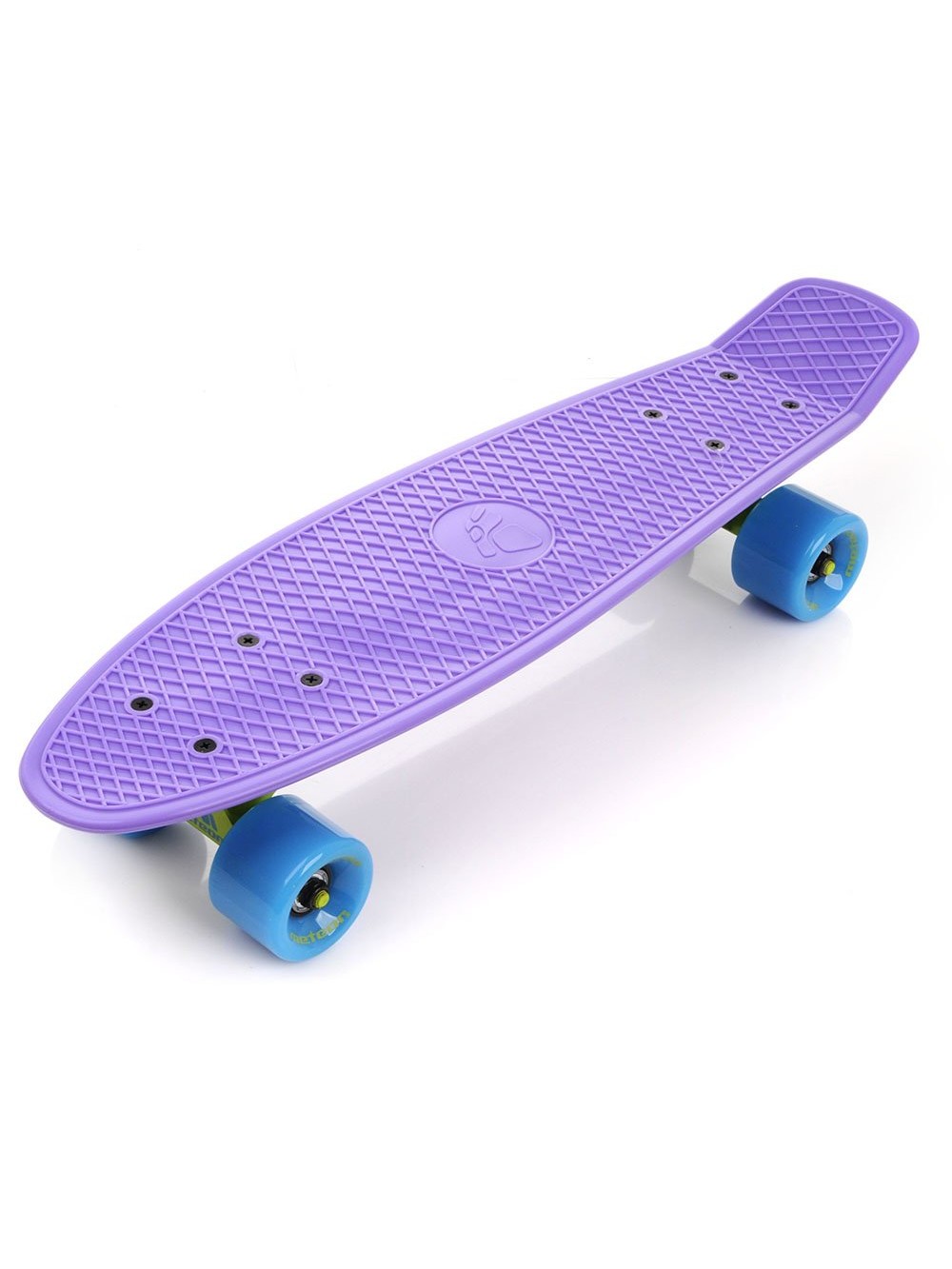 METEOR Skateboard σε χρωματισμούς μωβ / μπλε νέον / κίτρινο νέον 56 x 14,6 x 1 - 2,1 cm