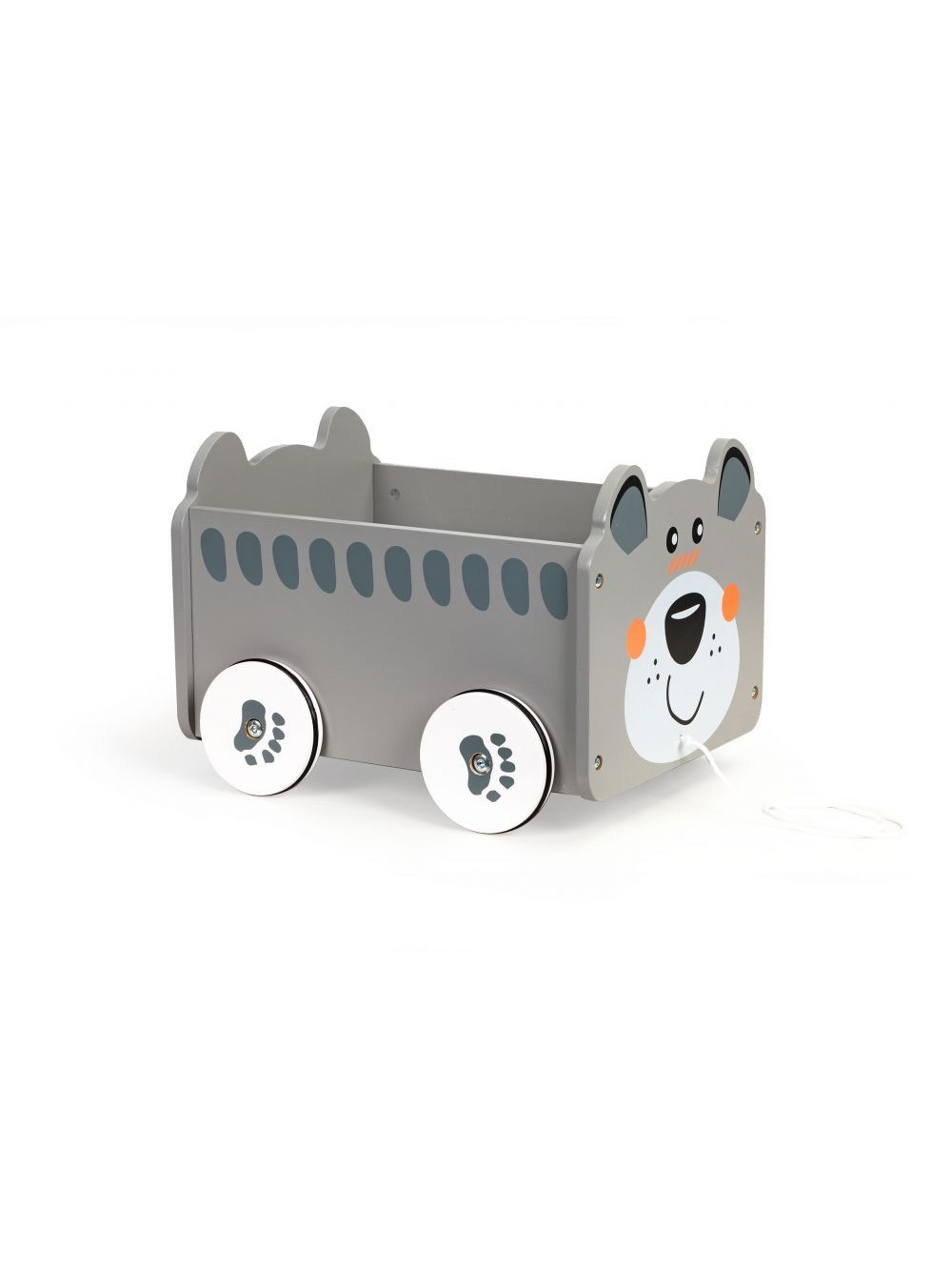 EcoToys ξύλινο καροτσάκι για αποθήκευση  παιχνιδιών και μεταφορά με ροδάκια και κορδόνι