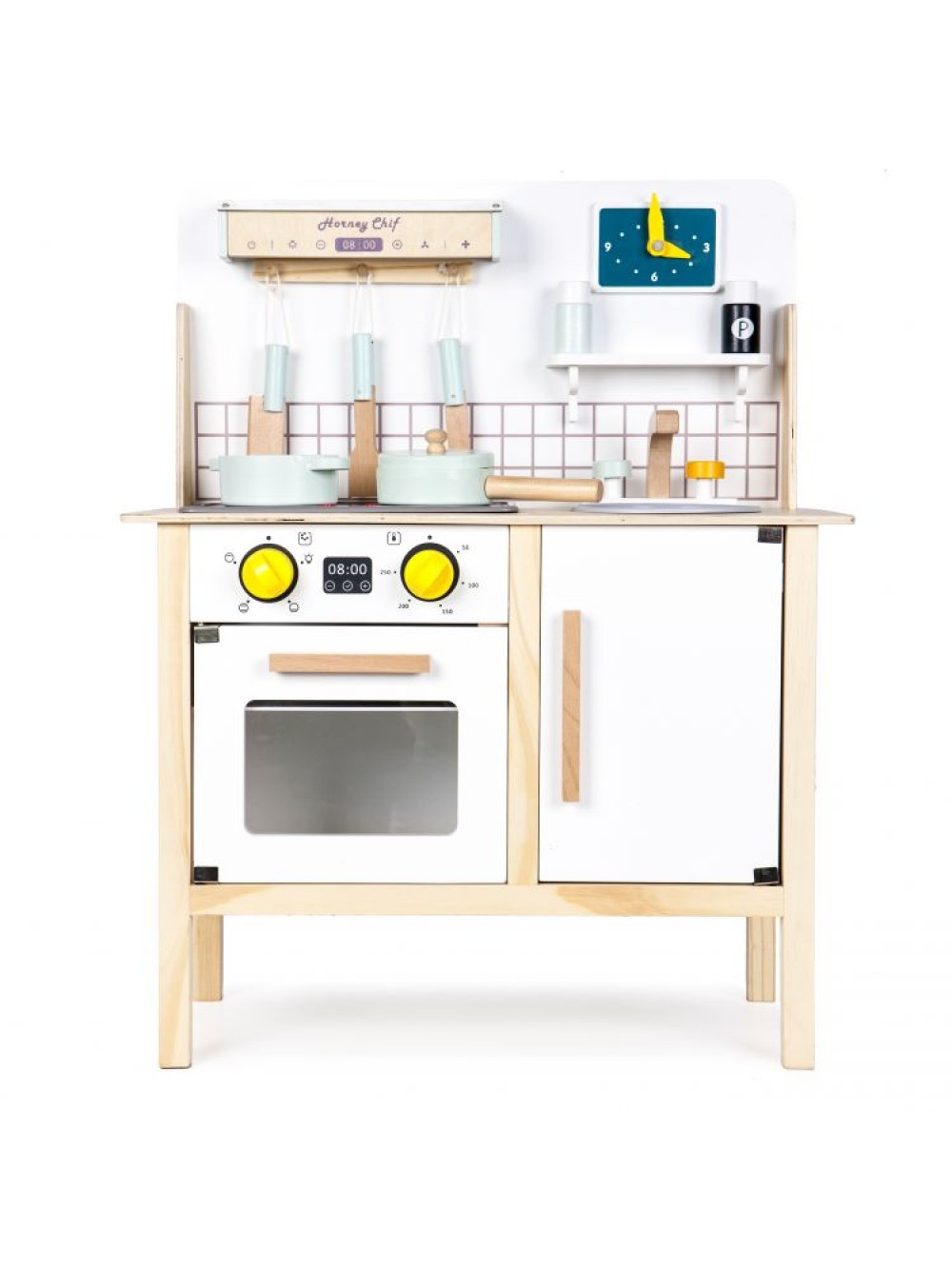 EcoToys ξύλινη παιδική κουζίνα με κουζινικά σκεύη