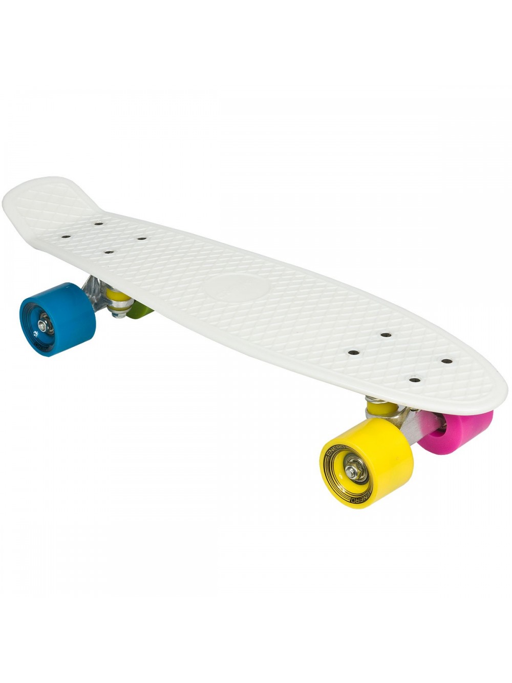 Loco. Σανίδα - skateboard 22'' σε λευκό χρώμα με πολύχρωμους τροχούς έως 80 κιλά