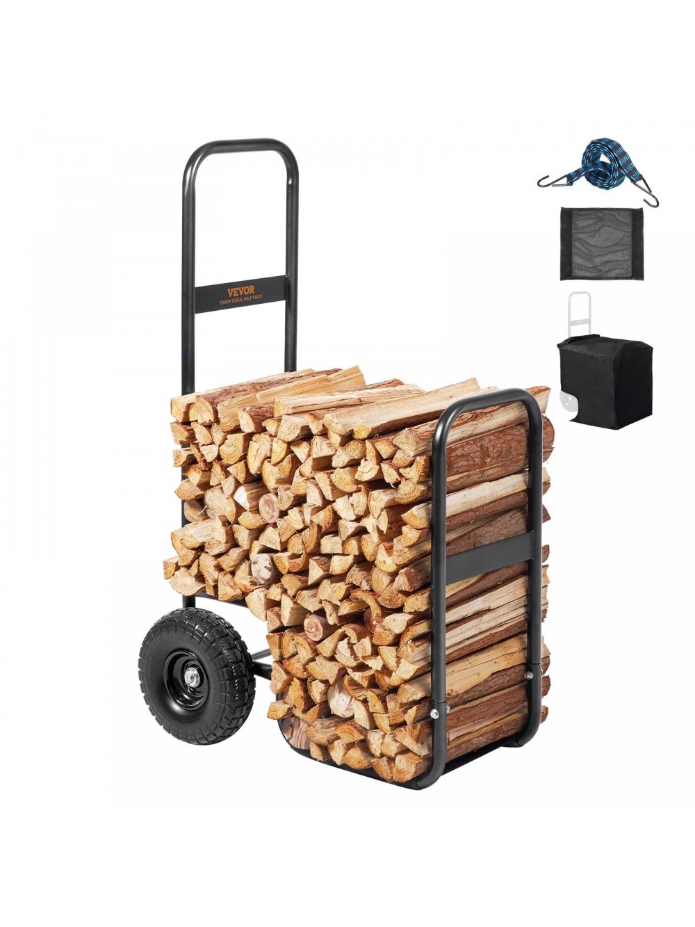 VEVOR Καρότσι Καυσόξυλων, 250 lbs, Μαύρο DCCH43XH27XWHHAHJV0