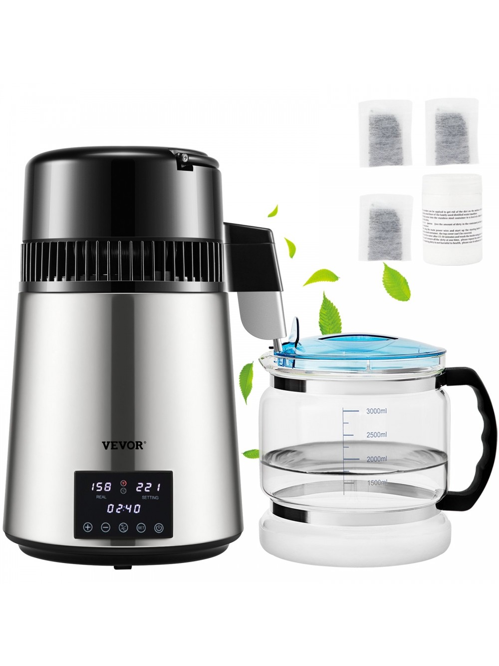 VEVOR Αποστακτήρας Νερού 4L Ασημί DSD15LH4L220VN0XGV2