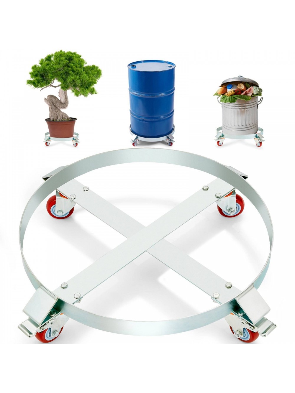 VEVOR Καρότσι Βαρελιού 55 Γαλονιών, 1000lbs, με Ατσάλινο Σκελετό και Ρόδες για Αποθήκη DZTCJ55100041CJLTV0