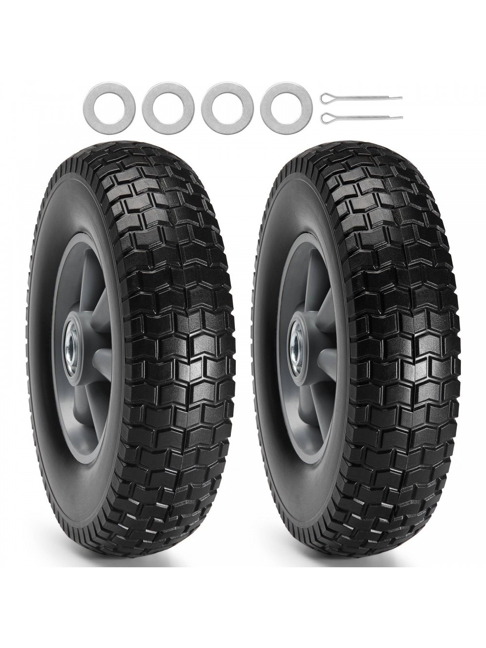 VEVOR Σετ Ρόδες για Καρότσια 254 mm 2 τμχ FPLJAZPU180LBKDVKV0