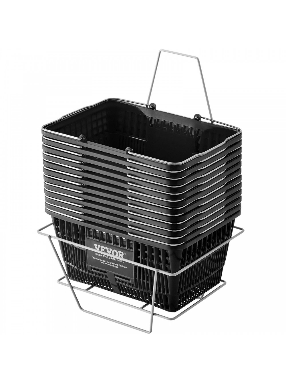 VEVOR Σετ 12 Καλάθια Αγορών 21L με Σιδερένια Λαβή & Βάση Μαύρο - GXSBSSLGWLHS0LTSGV0