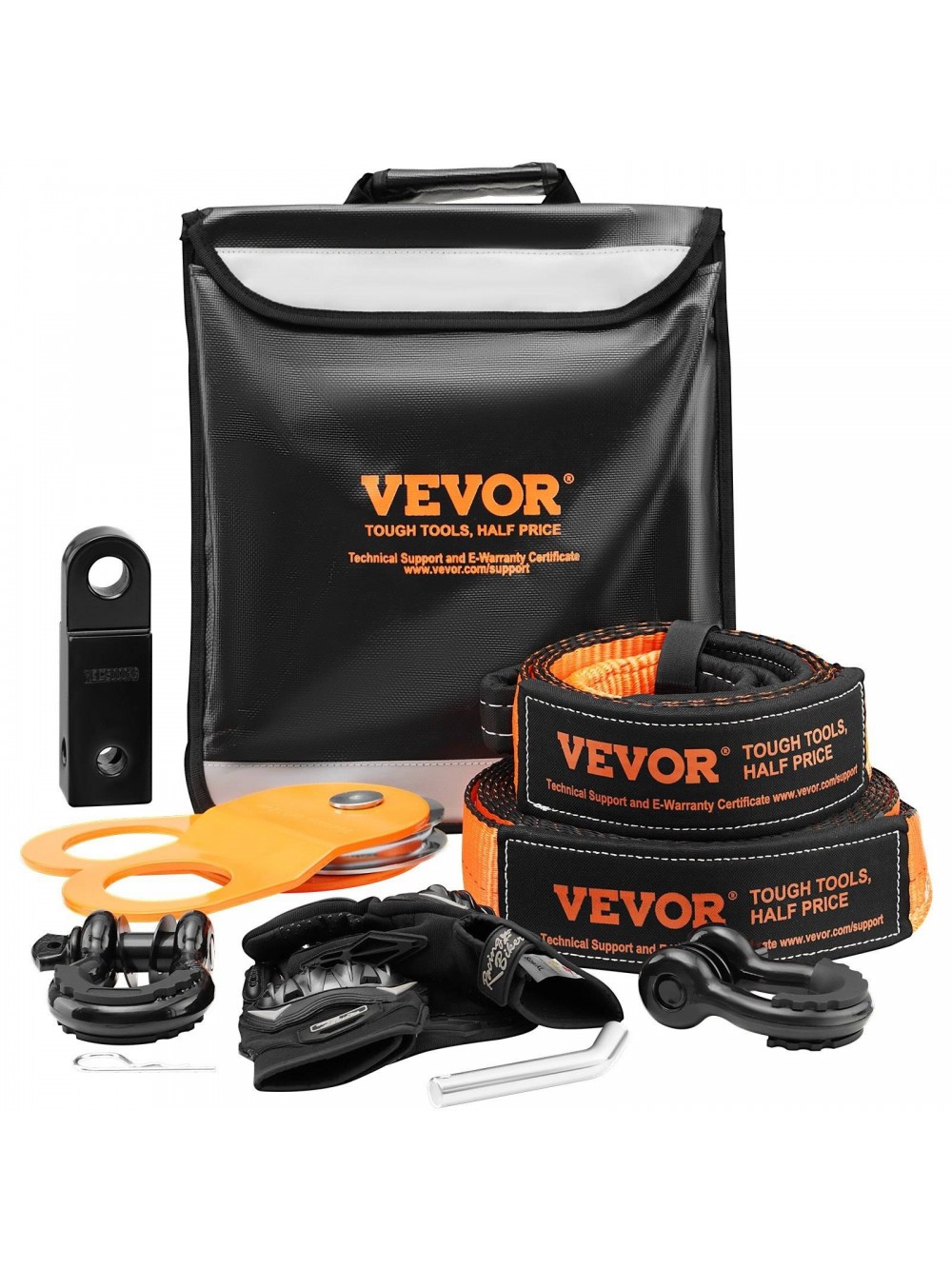 VEVOR Σετ Ανάκτησης Εκτός Δρόμου, Ιμάντες 30000 lbs, Δ-Δακτύλιοι 44092 lbs, Δέκτης, Τροχαλία, Γάντια, Τσάντα για ATV Jeep Truck JPJYGJB8J000SBO12V0
