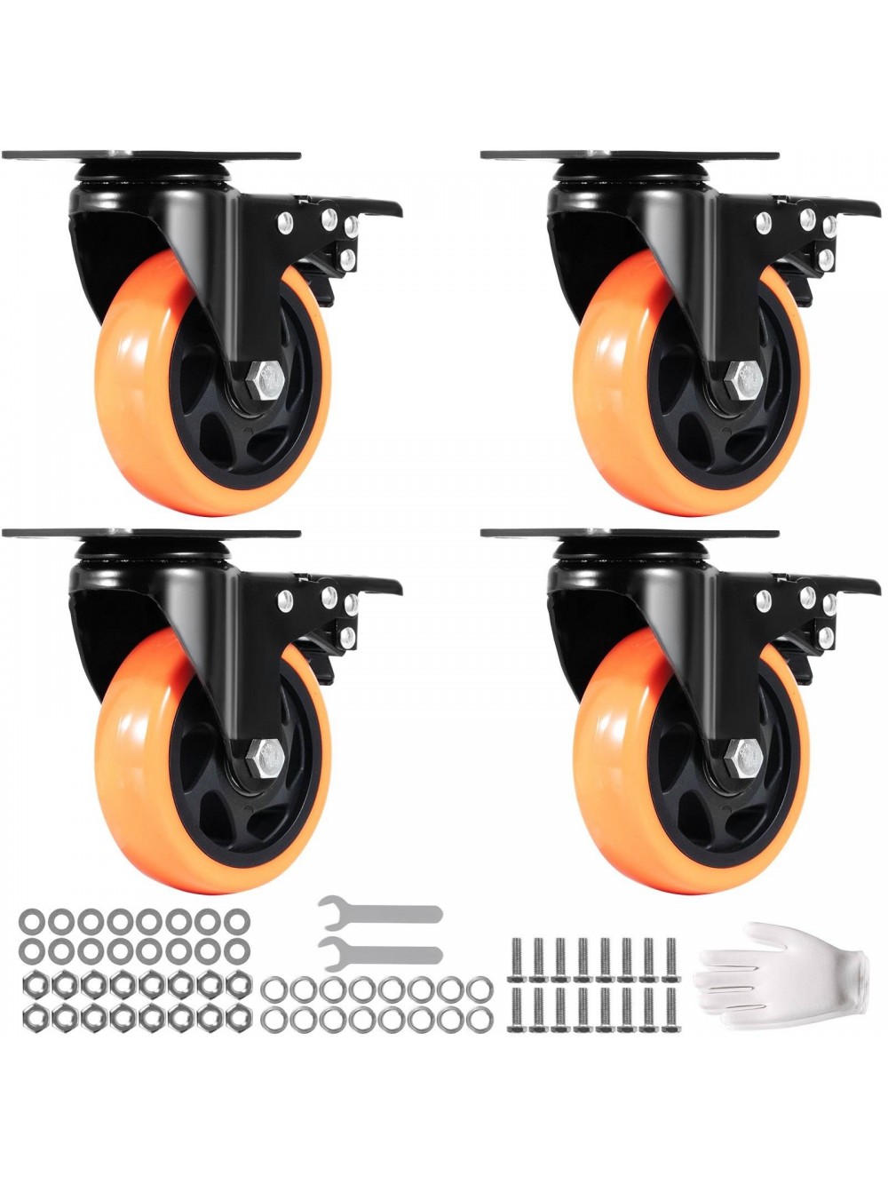 VEVOR Σετ Περιστρεφόμενα Ροδάκια Βαρέως Τύπου για Έπιπλα 636 Kg 4 τμχ PBJLCSJAZ4J3LNWL1V0