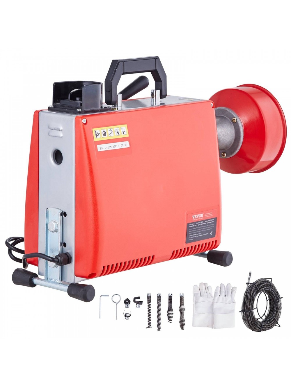 VEVOR Μηχανή Καθαρισμού Αποχέτευσης 20m x 16mm 250W Χειροκίνητο Τροφοδοτικό XSGDSTJ250W540ZG9V2