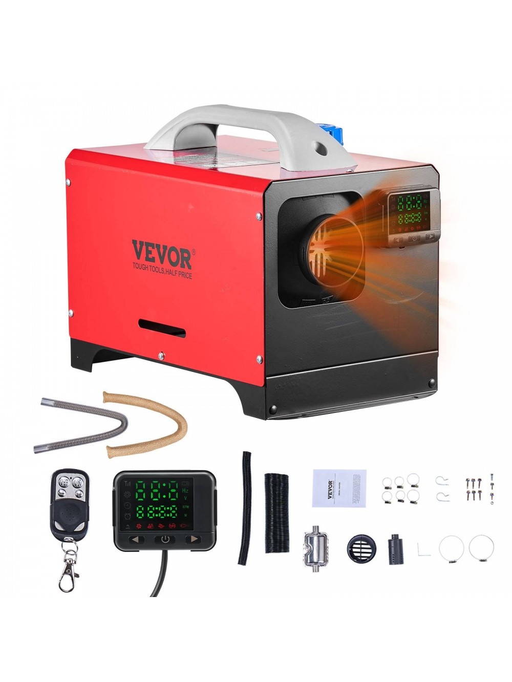 VEVOR Θερμαντήρας Αέρος Ντίζελ 8 kW με Λειτουργία DC 12-24 V και Μαύρο LCD Διακόπτη ZCJRQDC12V8KW561F001V9