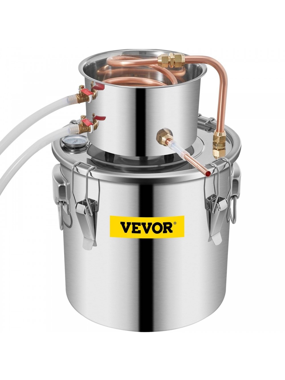 VEVOR Αποστακτήρας 11.4L Ανοξείδωτος με Χάλκινο Σωλήνα και Θερμόμετρο για Σπιτική Παρασκευή Ποτών Ασημί ZLSJ3GALZLQ000001V0
