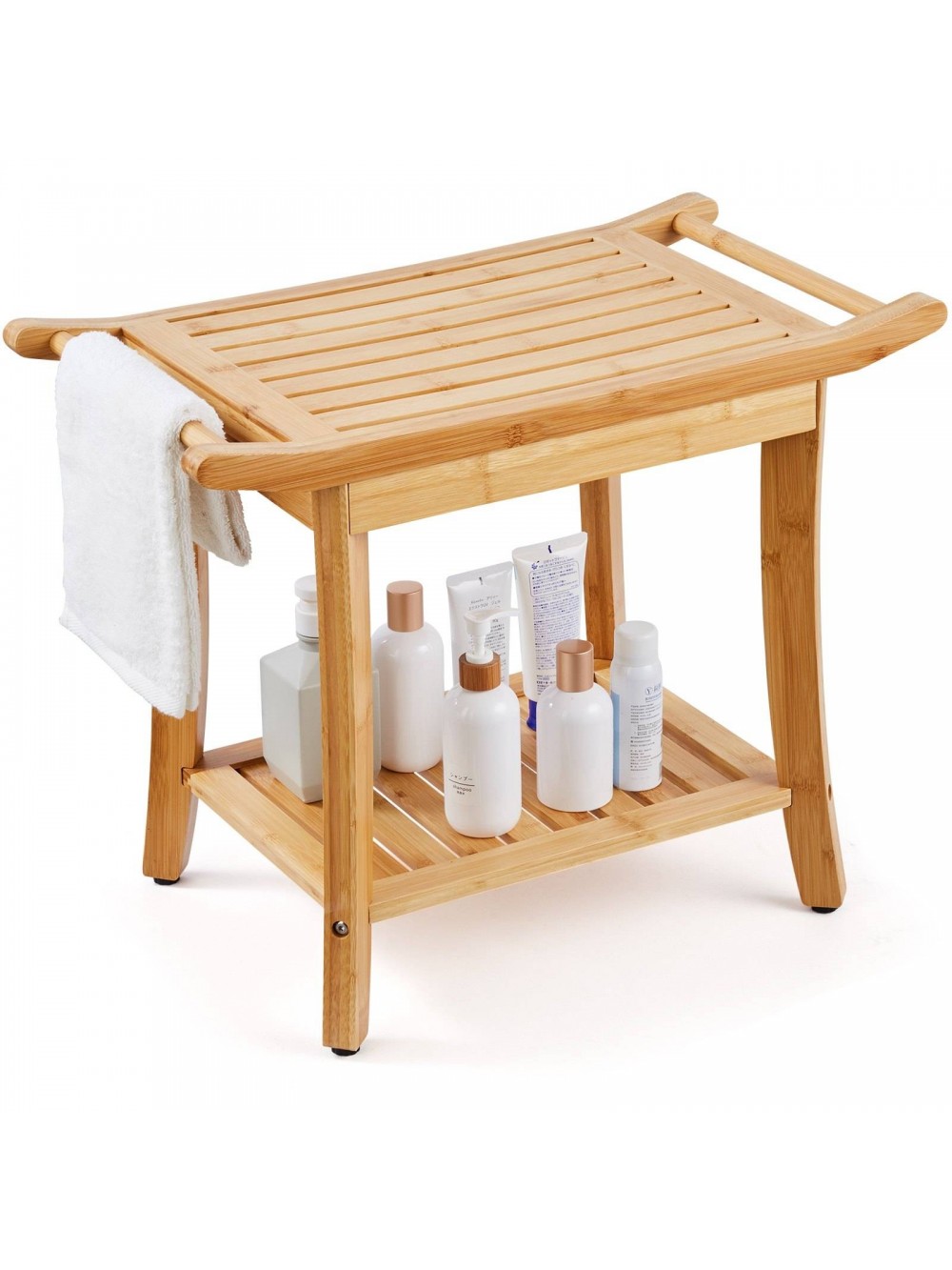 VEVOR  Πάγκος Ντους Μπαμπού 24x13.8x18.9 ιν. Καρέκλα Μπάνιου ZYSCWDCWDZZHGX0ZOV0