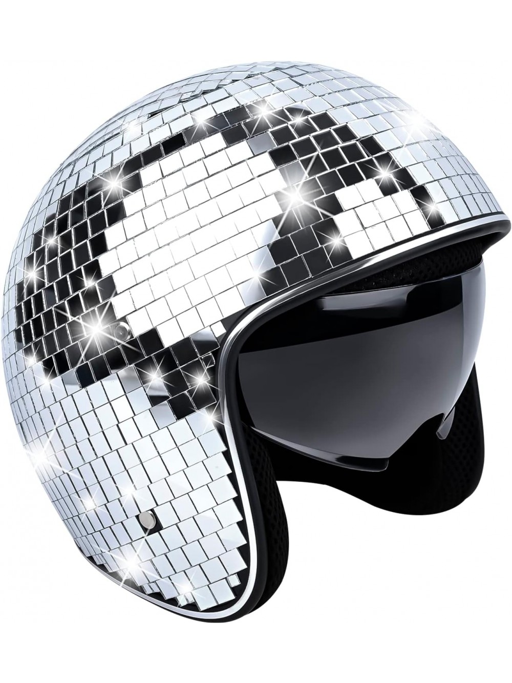 Loco Κράνος Disco με αναδιπλούμενο γείσο Glitter Mirror Glass Punk, για Bar DJ Club Party - One size