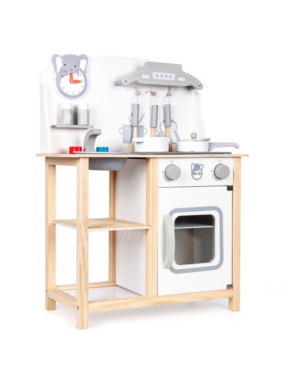 Ecotoys Ξύλινη παιδική κουζίνα για παιδιά με εφέ ήχων και αξεσουάρ 75x59,5x29,5εκ.
