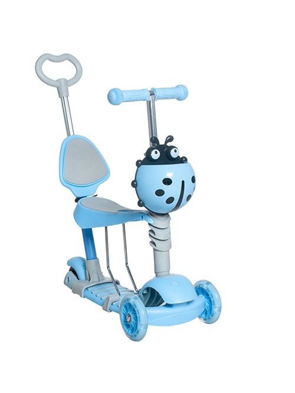 Παιδικό Πατίνι Scooter 3 σε 1 με βοηθητική λαβή ασφαλείας και Led φωτισμό σε μπλε χρώμα kruzzel