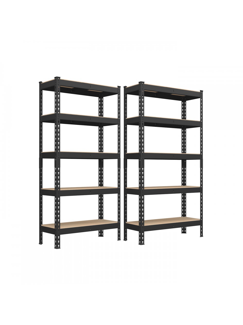 Σετ 2 Μεταλλικά Ράφια Βαρέος Τύπου με 5 Επίπεδα, 30 x 75 x 150 εκ., Μαύρο GLR302B01