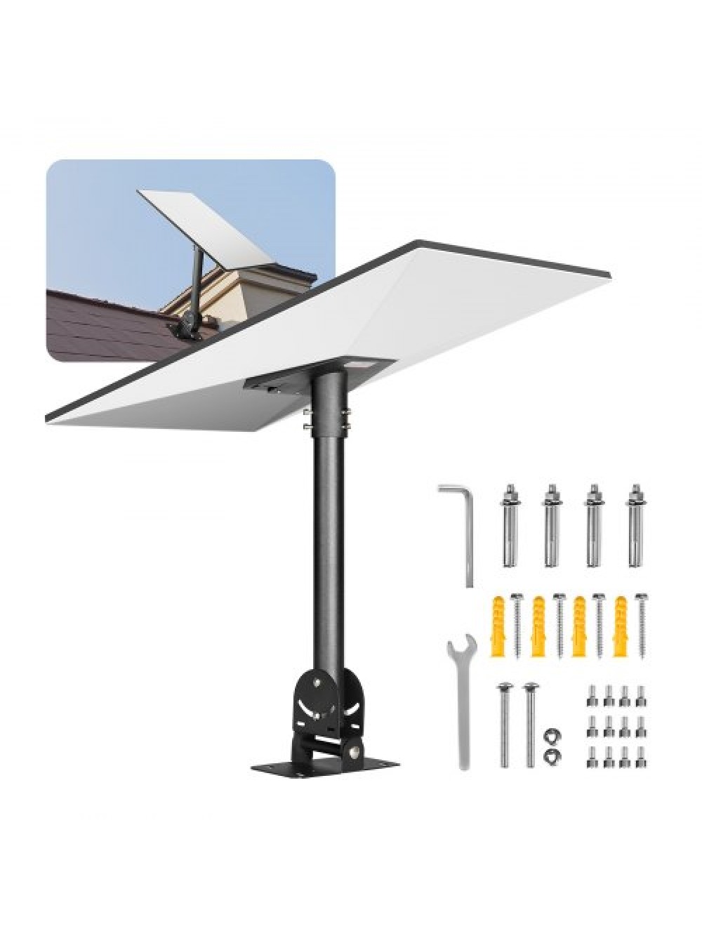 Βάση Στέγης VEVOR Starlink Gen 3, 180x140x520 mm, Ρυθμιζόμενη Γωνία 30°-150°, με Κιτ Αξεσουάρ Τοποθέτησης, Στιβαρός Ατσάλινος Προσαρμογέας, Σωλήνας Σύνδεσης 410 mm, Συμβατό με Gen 3 και V3, Μαύρο