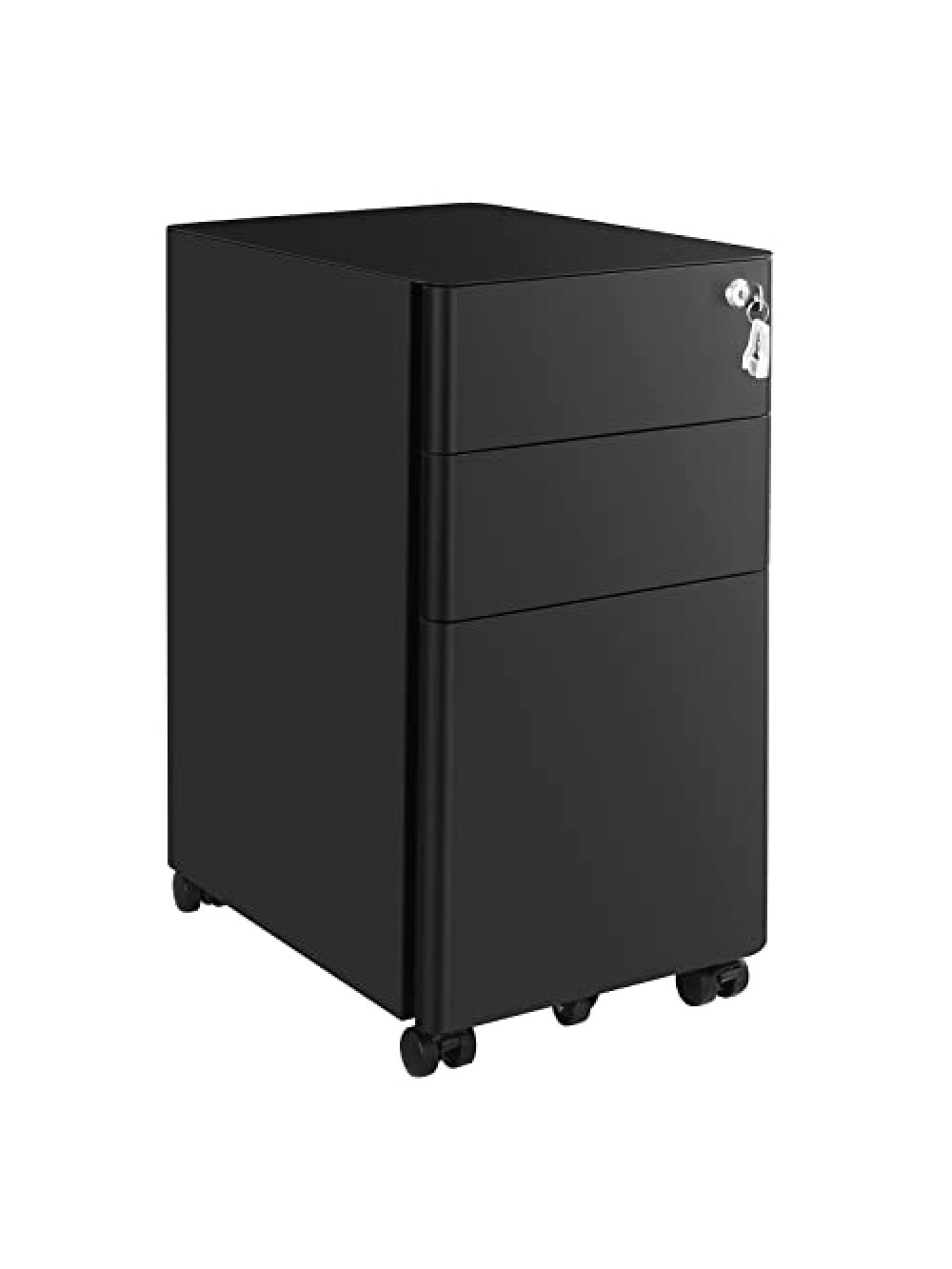 SONGMICS Mobile File Cabinet, Office Cabinet with Wheels and Lock, for A4, Legal, Letter Sized Documents, Hanging File Folders, Black OFC030B01