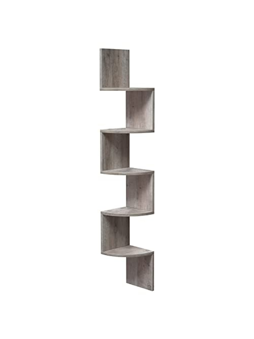 VASAGLE Corner Shelf, 5-tier Floating Wall Shelf With Zigzag Design, Bookshelf, Greige LBC020M01