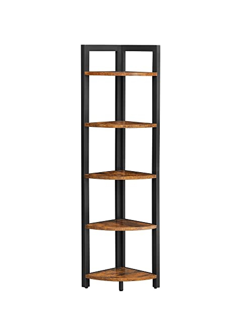 VASAGLE 5-Tier Corner Shelf, Multipurpose Storage Shelf, Plant Stand, 30 x 30 x 150 cm, Industrial, for Living Room, Bedroom, Home Office, Rustic Brown and Black LLS803B01