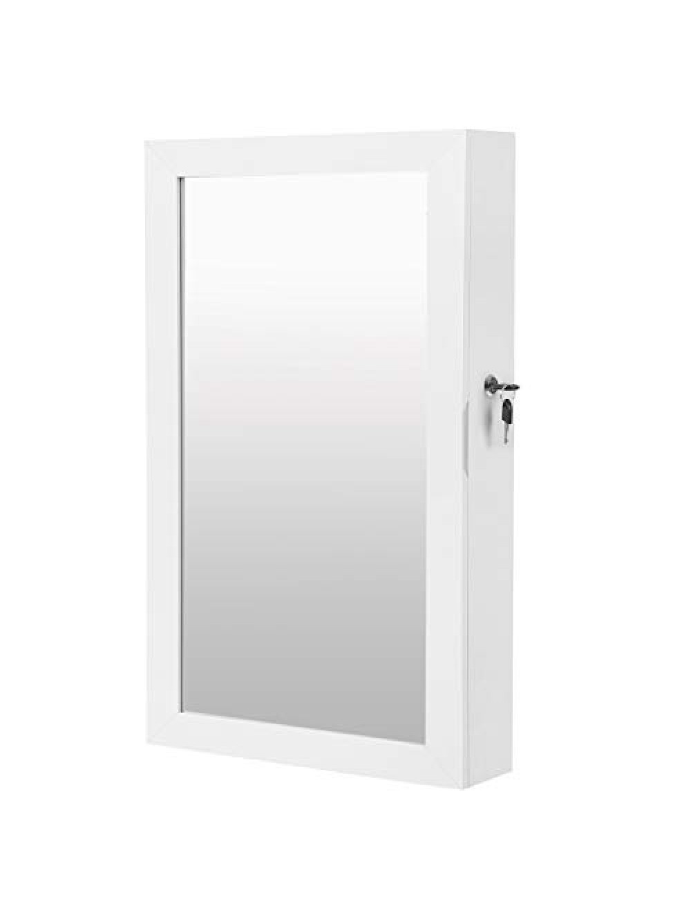 SONGMICS White Mirrored Lockable Jewellery Cabinet, Wall Mount Jewellery Organiser, Gift Idea JBC51W