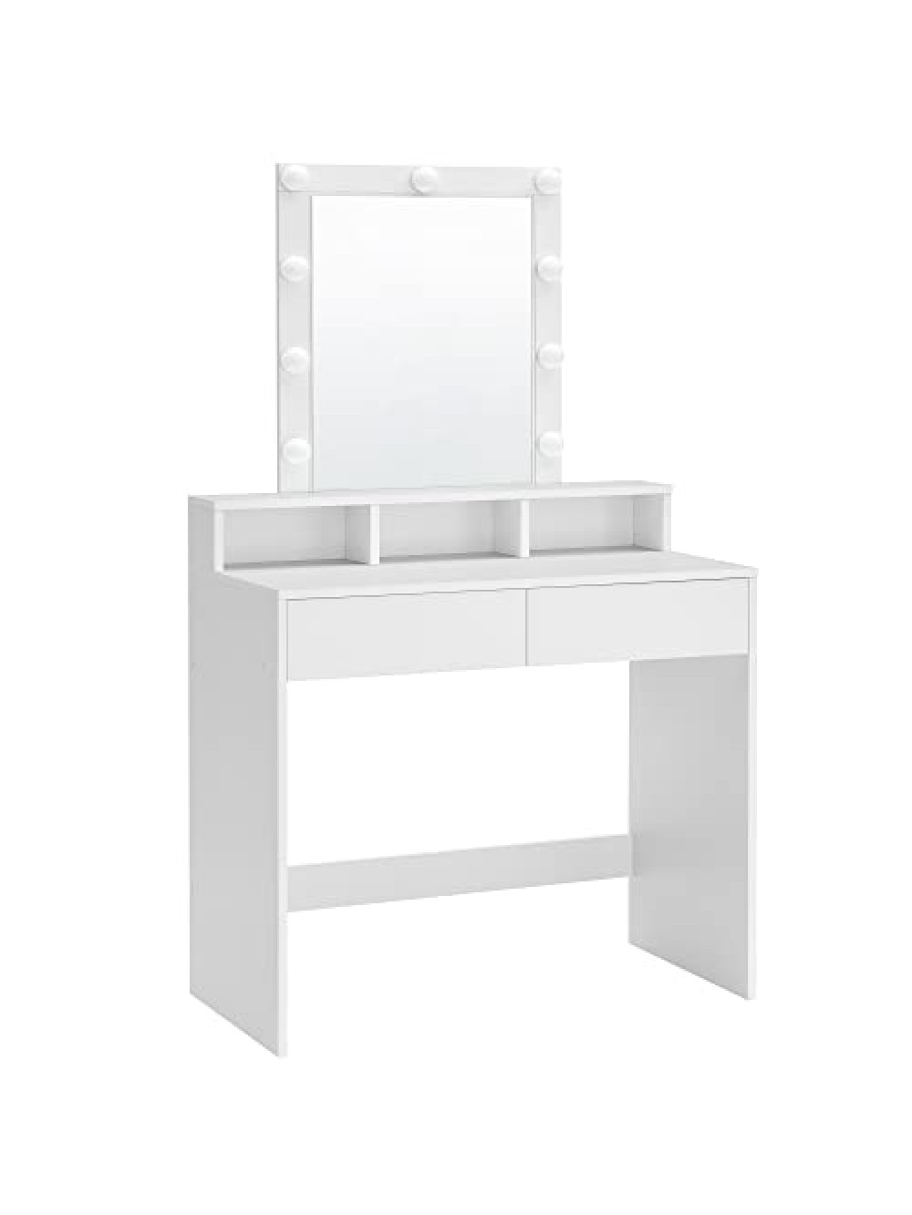 Vasagle Τουαλέτα Κρεβατοκάμαρας Ξύλινη Λευκή με Καθρέπτη και Ρυθμιζόμενο Φωτισμό 80x40x145cm RDT114W01
