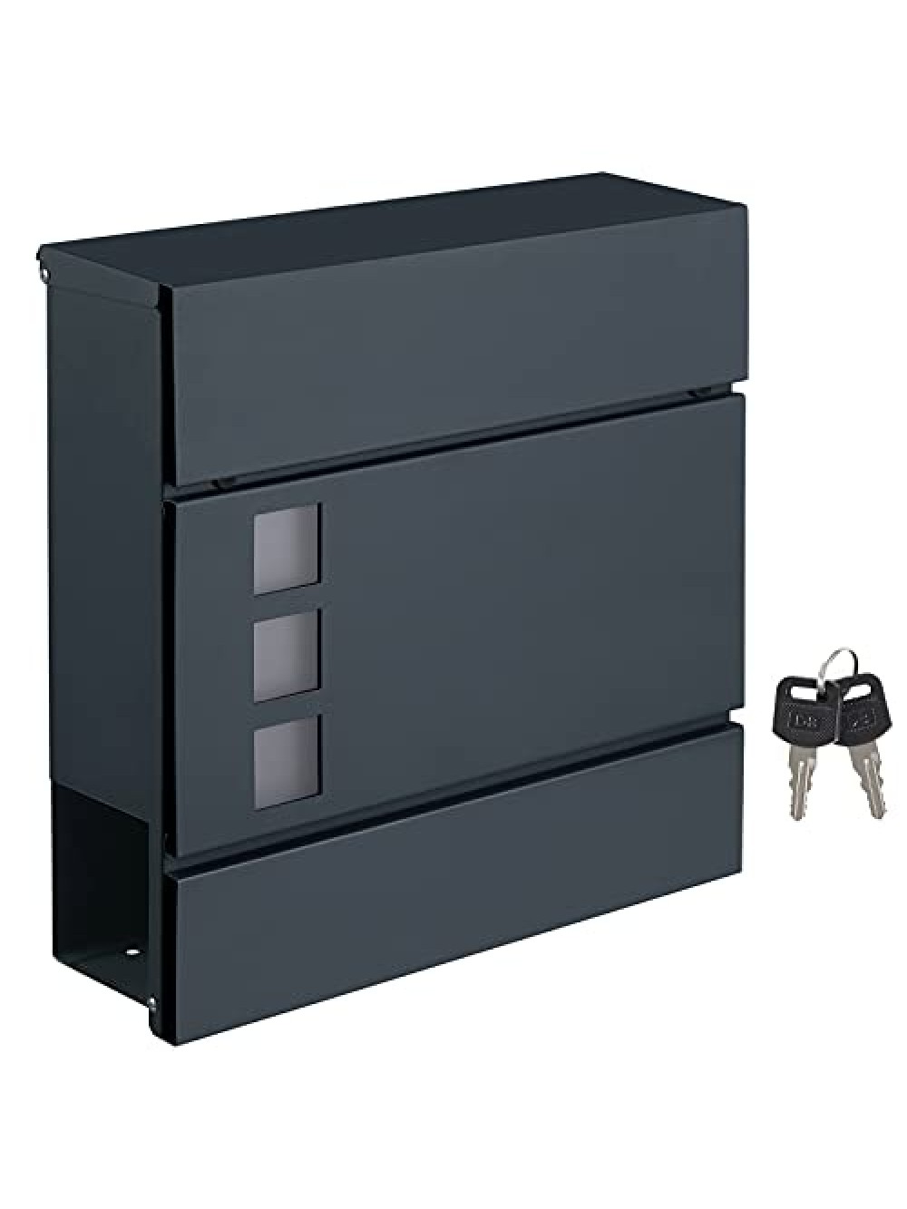 SONGMICS Modern Mailbox, Lockable Wall-Mounted Post Letter Box with Newspaper Holder, Easy to Install, Anthracite Grey GMB052G01