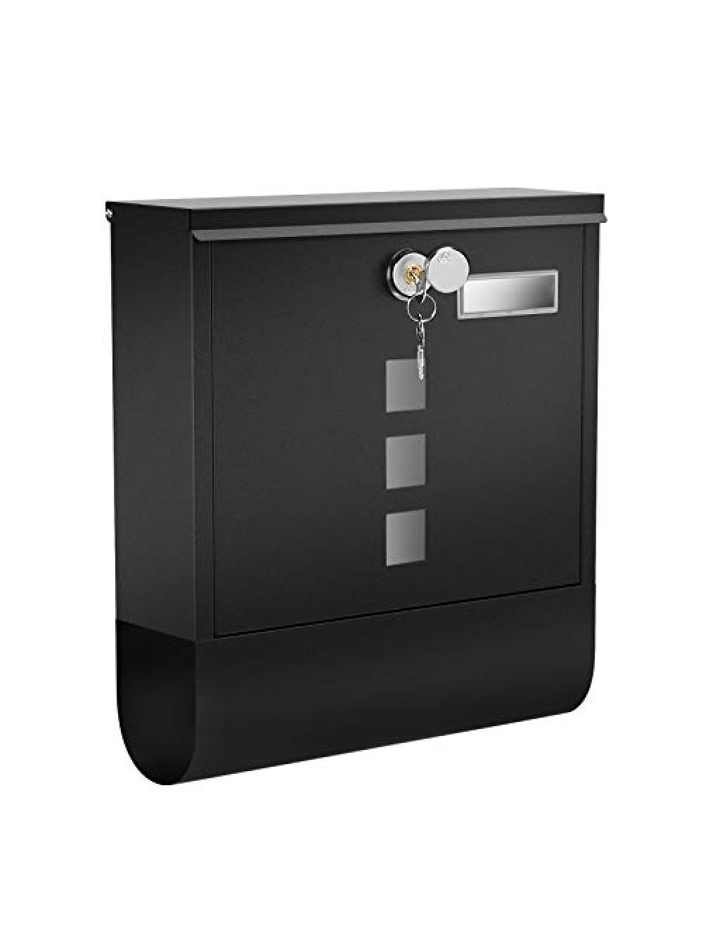 SONGMICS Mailbox, Wall-Mounted Post Letter Box, Capped Lock with Copper Core, Newspaper Holder, Viewing Windows, and Nameplate, Easy to Install, Black GMB020B02