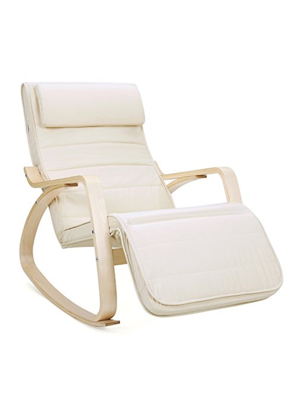 SONGMICS Sunlounger Relaxing Rocking Chair with Adjustable Footrest Max Load: 150 kg Beige LYY10M