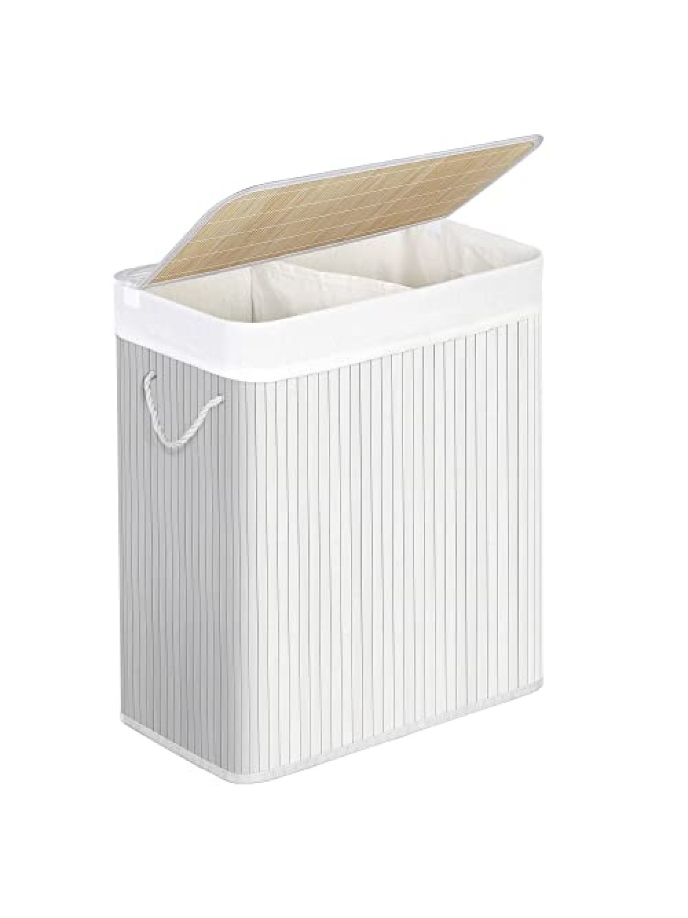 Songmics Καλάθι Απλύτων Bamboo Πτυσσόμενο με Καπάκι 51.5x31.5x60.5cm Λευκό