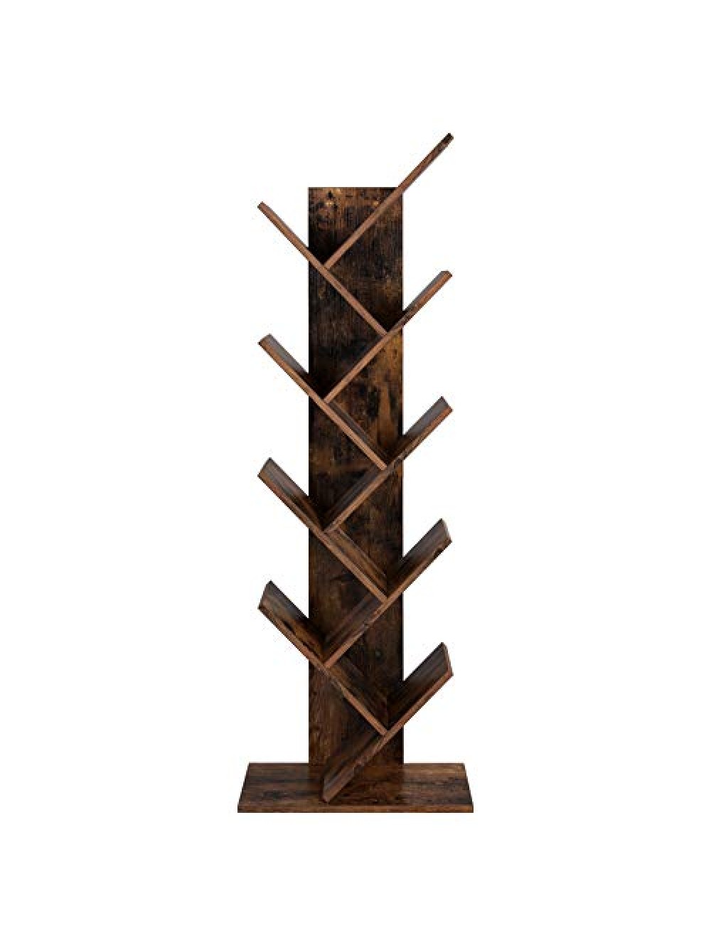 VASAGLE Tree Bookshelf, 8-Tier Floor Standing Bookcase, with Wooden Shelves for Living Room, Home Office, Rustic Brown LBC11BX