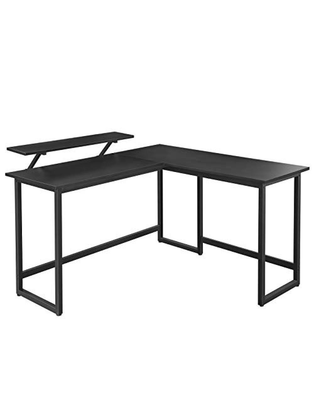 VASAGLE Computer Desk, L-Shaped Writing Workstation, Industrial Corner Desk With Monitor Stand, for Home Office Study Writing and Gaming, Space Saving, Easy Assembly, Black LWD56BK