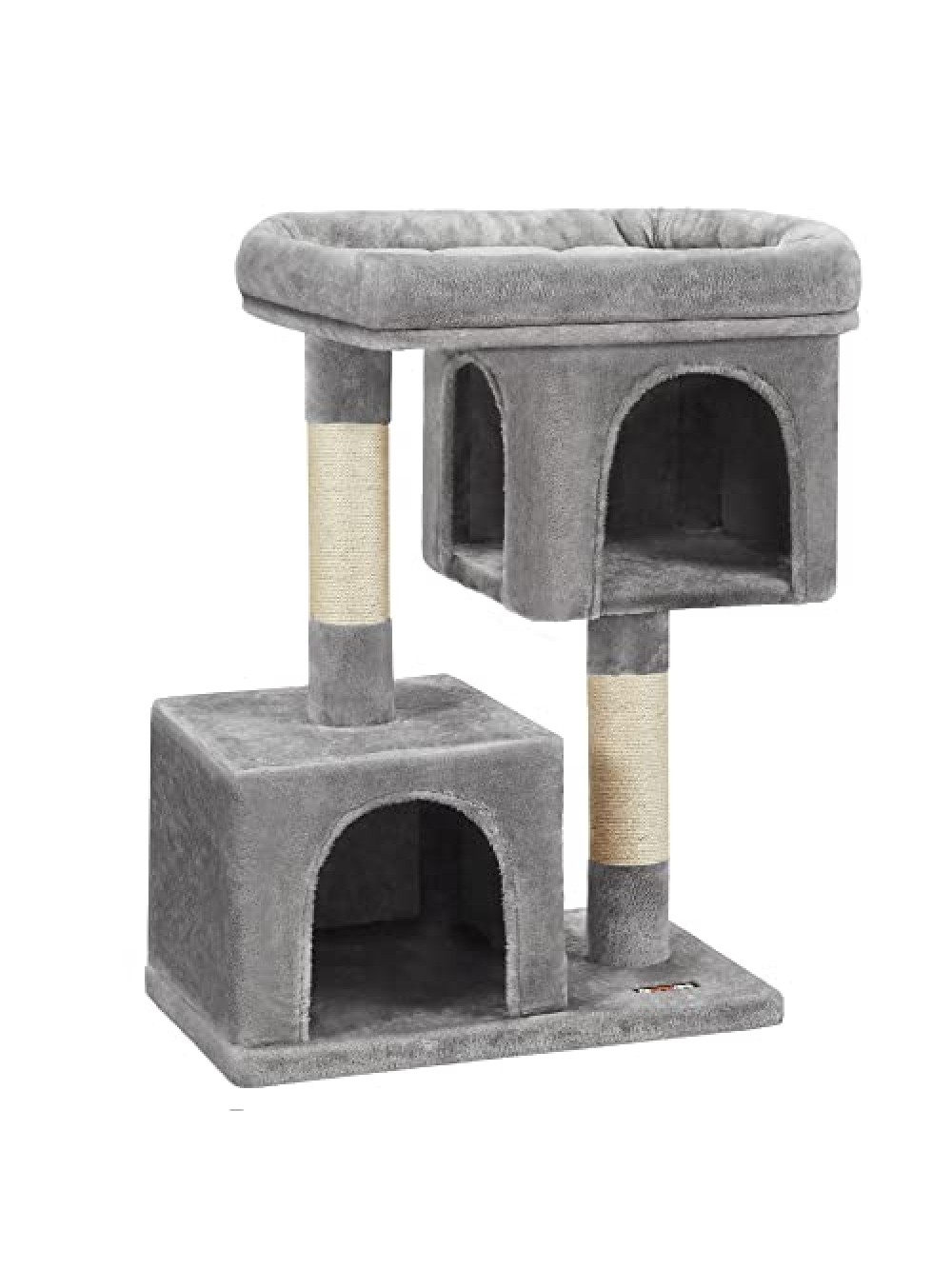 FEANDREA Cat Tree, Compact Cat Condo with 2 Caves, Light Grey PCT61W