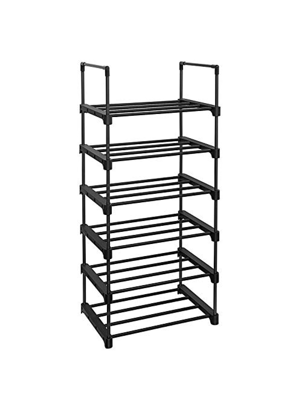 SONGMICS 6-Tier Shoe Rack, Iron Shoe Storage Organiser, Customisable Design, Space-Saving and Versatile Shelf, for Entrance Living Room Bedroom Kitchen, 45 x 30 x 106 cm, Black LSA23BK