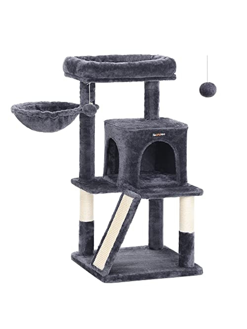 FEANDREA Cat Tree, Cat Tower, Widened Perch for Large Cats, Smoky Grey PCT51G