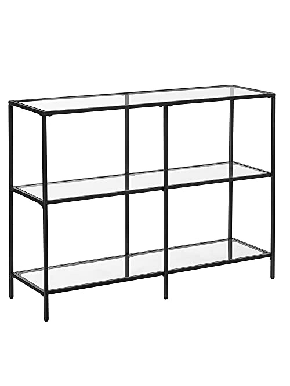 VASAGLE Console Table, Sofa Table with 3 Shelves, Tempered Glass Shelf, 30 x 100 x 73 cm, Steel Frame, Modern, for Hallway Living Room Bedroom, Black LGT027B01