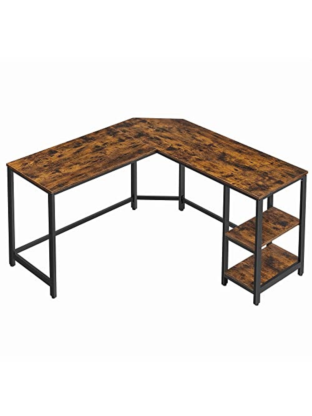 VASAGLE Computer Desk, L-Shaped Corner Desk, Workstation with Shelves for Home Office, Space-Saving, Easy to Assemble, Industrial, Rustic Brown and Black LWD72X