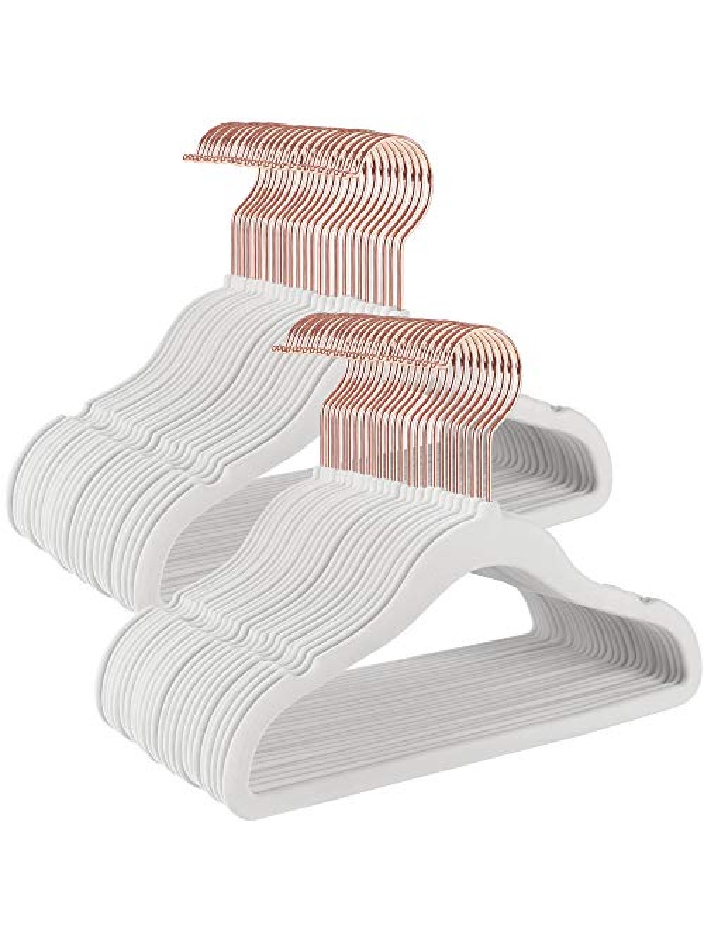 SONGMICS Baby Hangers, Pack of 50 kid’s Velvet Hangers with Rose Gold Hooks, Non-Slip Children’s Hangers for Clothes in Closet, Baby or Children's Coats, White CRF027W01