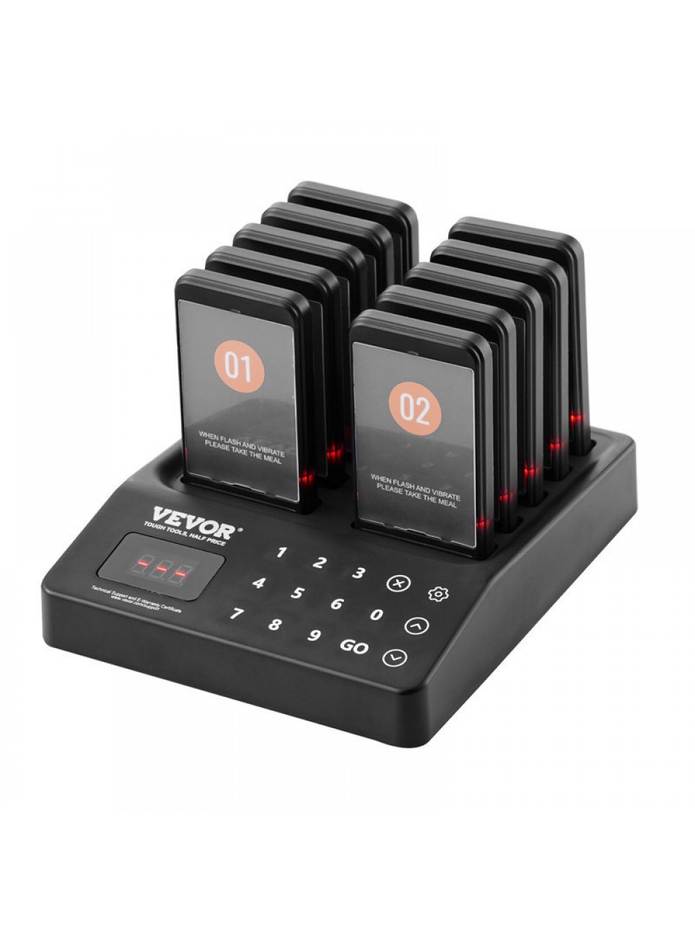 Σύστημα Pager Εστιατορίου VEVOR, Ασύρματο Σήμα Αναμονής με Εμβέλεια 400 m, Pager Κλήσης Πελατών με Δόνηση και Αναλαμπή, 10 Pager για Καντίνες, Εκκλησίες, Παιδικούς Σταθμούς DCPQCQFX10HSUWM3LV2