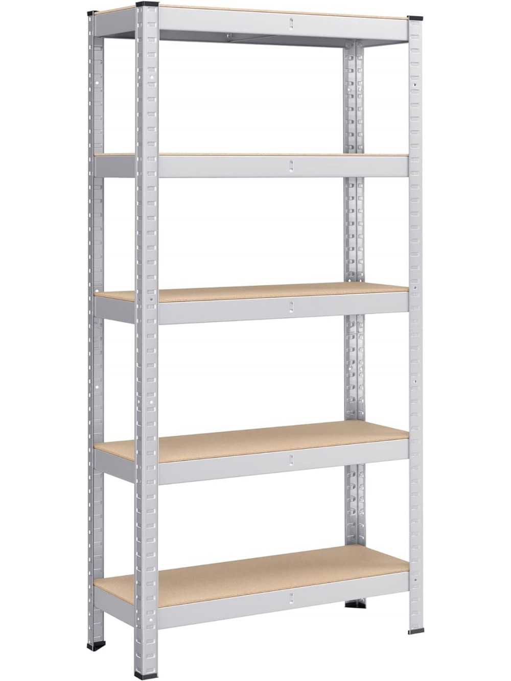 SONGMICS 5-Tier Shelving Unit, Steel Shelving Unit for Storage, Boltless Assembly, for Garage, Shed, Load Capacity 650 kg, 30 x 75 x 150 cm, Silver GLR030E01