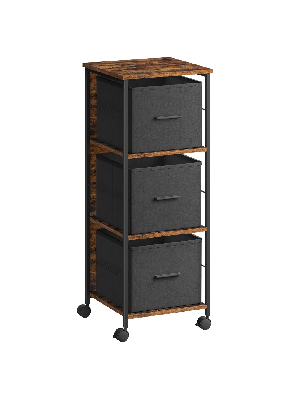 VASAGLE Filing Cabinet with 3 Drawers, Printer Stander, for A4, Letter-Size Files, Hanging File Folders, File Storage Box, Home Office, Rustic Brown and Ink Black OFC058B01