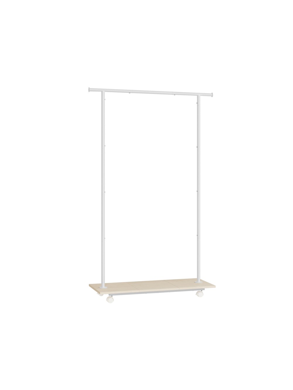 SONGMICS HSR151W01 Clothes Rack on Wheels Clothes Rail with Shelf 98.5 cm Wide Total Load 50 kg Steel Coat Rack for Bedroom Natural Beige Cloud White