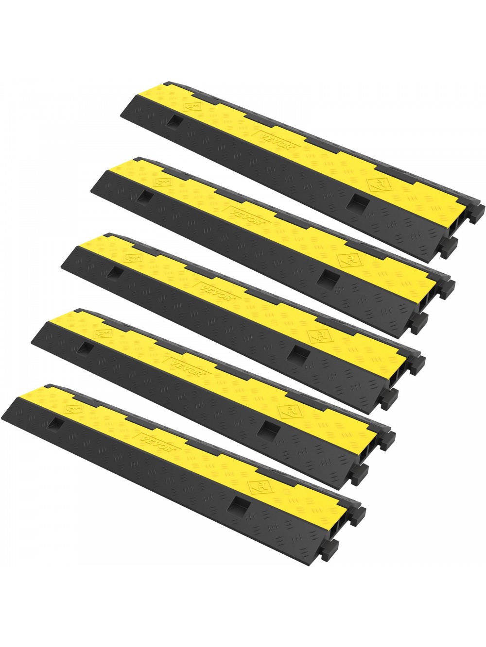 VEVOR Ράμπα Προστασίας Καλωδίων 101x24.5x5 cm, 5 Τεμάχια Σαμαράκια 2 Καναλιών, Ελαστικό Αρθρωτό Σαμαράκι Ταχύτητας με Ικανότητα Φορτίου 4989.5 kg, Προστατευτική Ράμπα Καλωδίων για Δρόμους, Ελαστικά Σαμαράκια Κυκλοφορίας Προστατευτικό Καλωδίων DLBHQXSLX5PC
