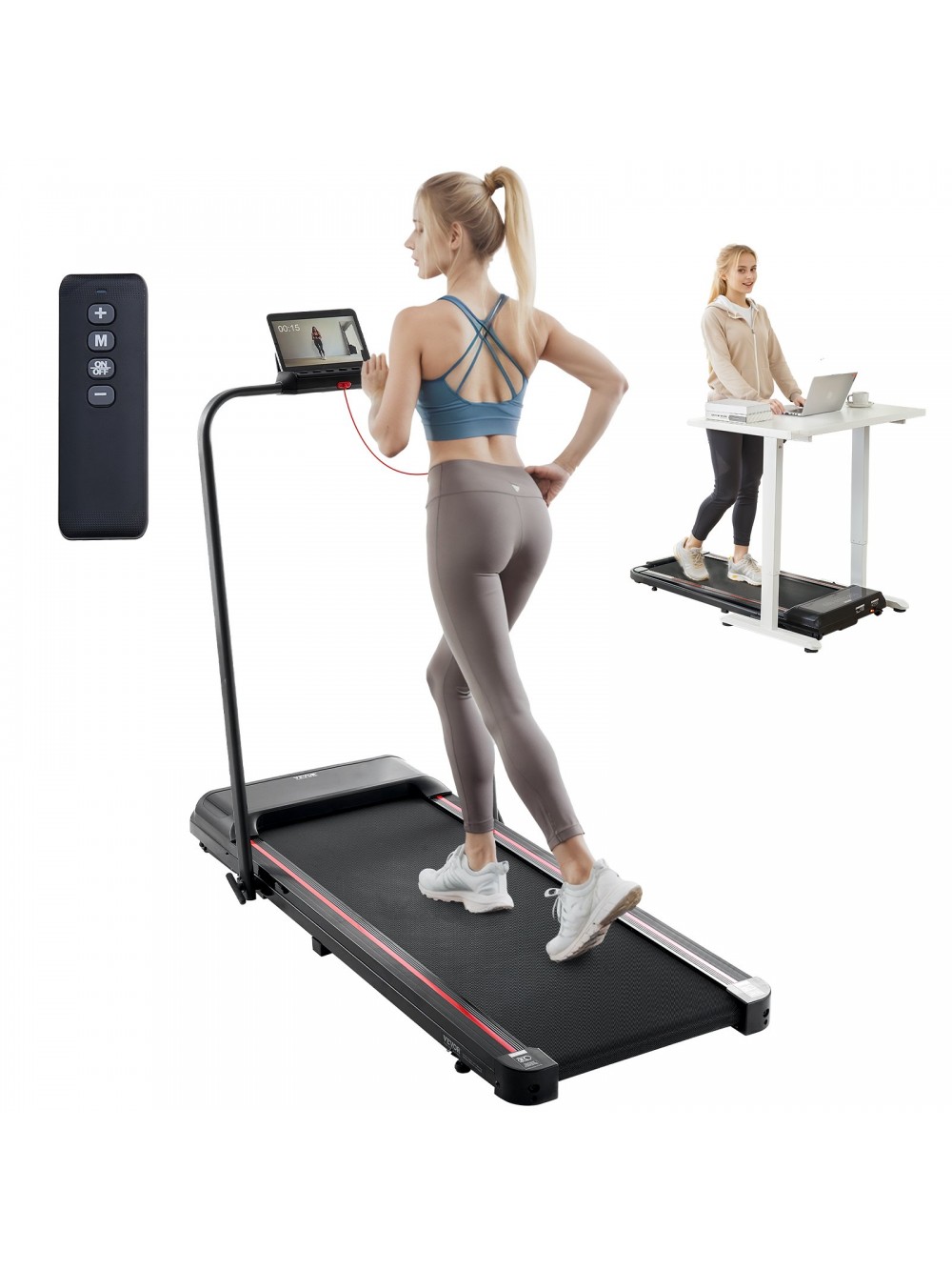 VEVOR Walking Pad, Διάδρομος Γυμναστικής κάτω από το Γραφείο για το Σπίτι και το Γραφείο, Μηχανή Περπατήματος και Τρεξίματος, Αναδιπλούμενος Διάδρομος Χωρητικότητας 265 Lbs, 2.5HP 2 σε 1 Φορητό Pad με Χειρολαβή, Τηλεχειριστήριο και Οθόνη LED EHYZBJBKPDDJL