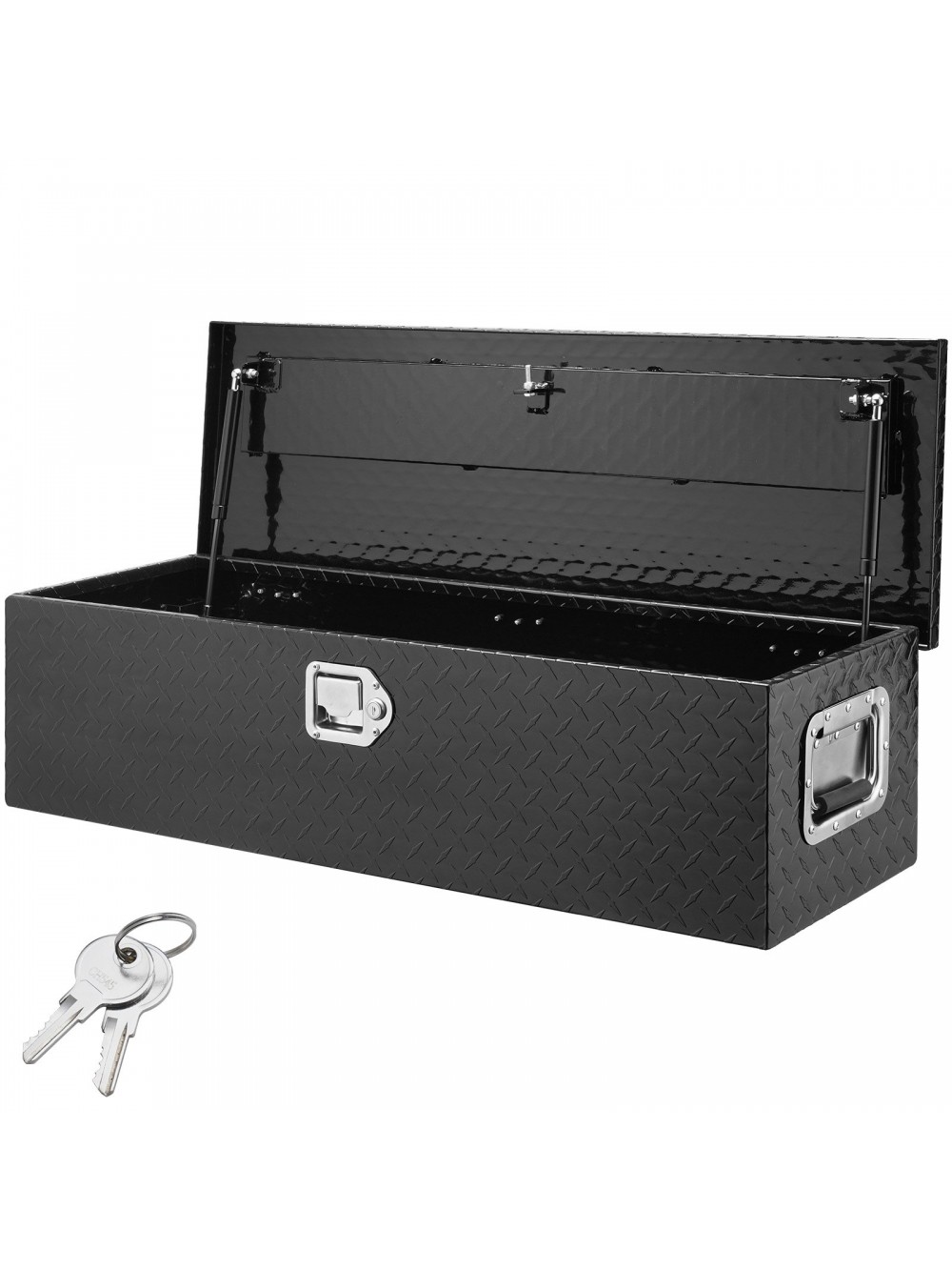 VEVOR Heavy Duty Aluminum Truck Bed Tool Box, Diamond Plate Tool Box with Side Handle and Lock Keys, Storage Tool Box Chest Box Organizer for Pickup, Truck Bed, RV, Trailer, 990 x 330 x 254 mm, Black LCZXG39X13X10BIVQV0
