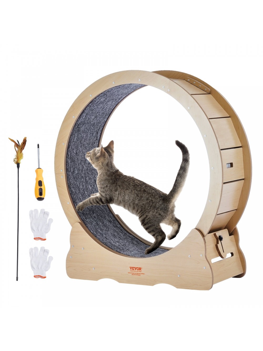 VEVOR Cat Exercise Wheel, Large Cat Treadmill Wheel for Indoor Cats, 35.8 inch Cat Running Wheel with Detachable Carpet and Cat Teaser for Running/Walking/Training, Suitable for Most Cats MZMPBJYMSMDBCOLWSV0