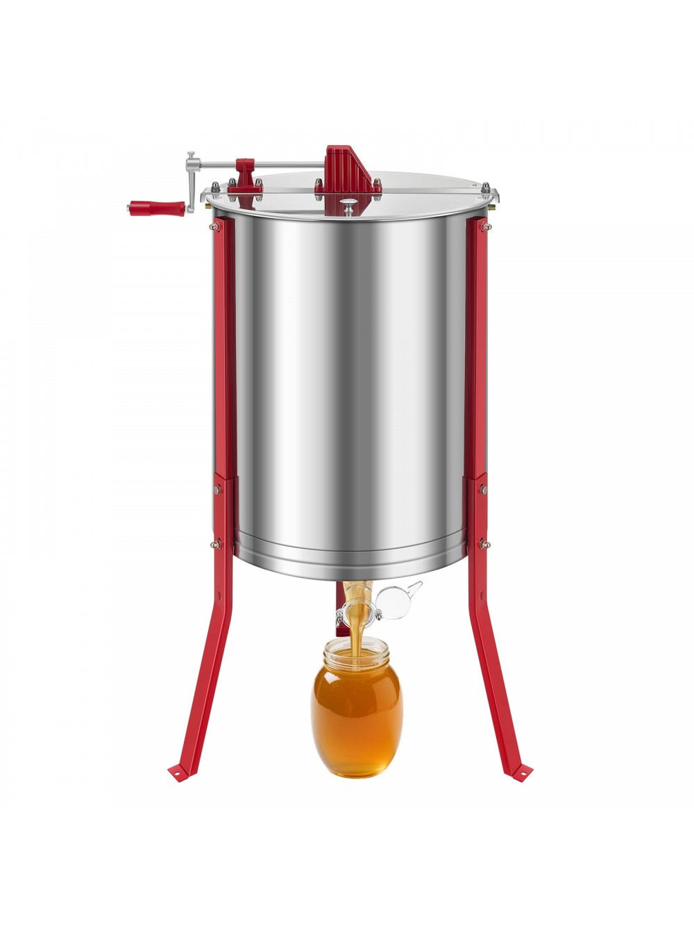 VEVOR Honey Extractor, 6 Frame Manual Honey Spinner with Transparent Lid, Stainless Steel Honeycomb Drum Spinner with Height Adjustable Stand, Honeycomb Extraction Centrifuge Equipment for Beekeeping SDYMJJPBXG183C2ZX001V0