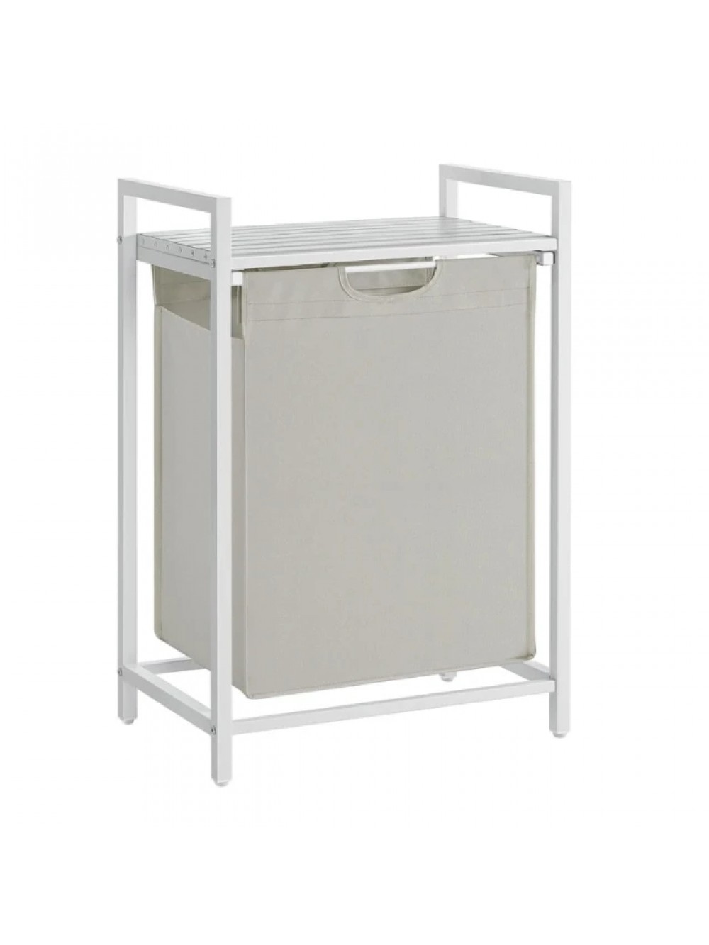 VASAGLE Μεταλλικό Καλάθι Απλύτων με 1 Ράφι 50 x 33 x 72 cm Χρώματος Λευκό BLH101W01