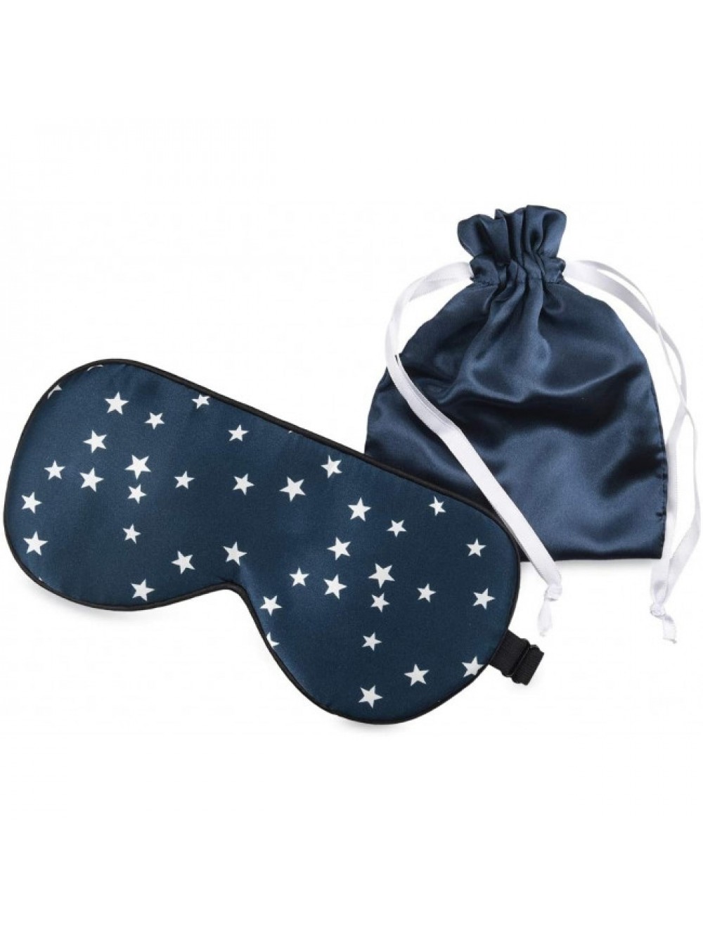 Navaris Silk Eye Mask Blindfold μάσκα ύπνου - ταξιδιού σε χρώμα μπλε με λευκά αστέρια